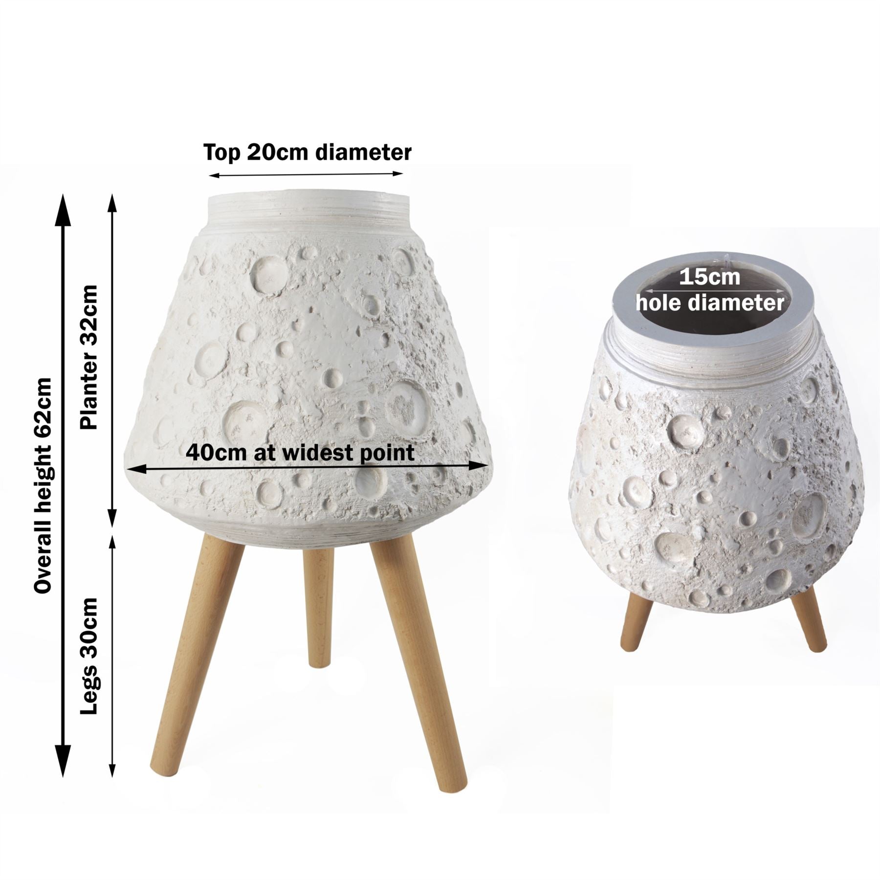 x 40cm Large Lunar White Planter 62cm