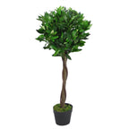 90cm Twist Natural Trunk Artificial Topiary Bay Laurel Ball Tree