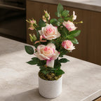 50cm Artificial Pink Rose Plant