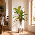 Artificial 100cm Potted Dracaena Tropical Plant Silver Metal Plater