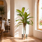 Artificial 100cm Potted Dracaena Tropical Plant Silver Metal Plater