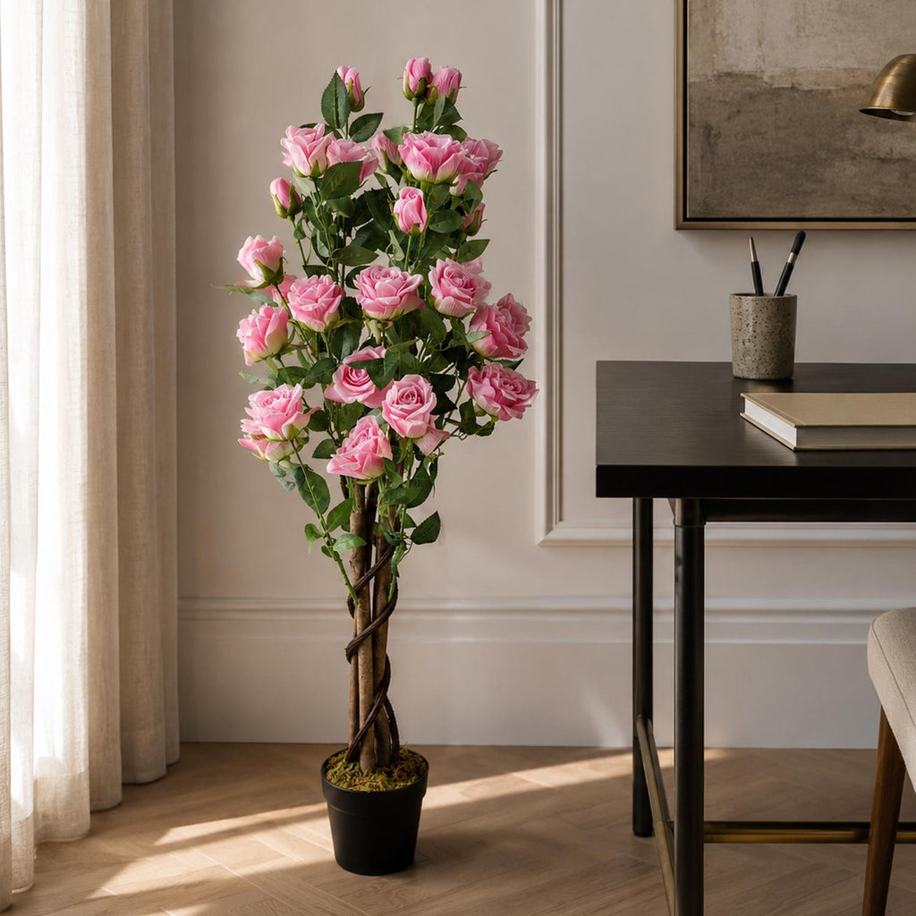 105cm Artificial Pink Rose Tree