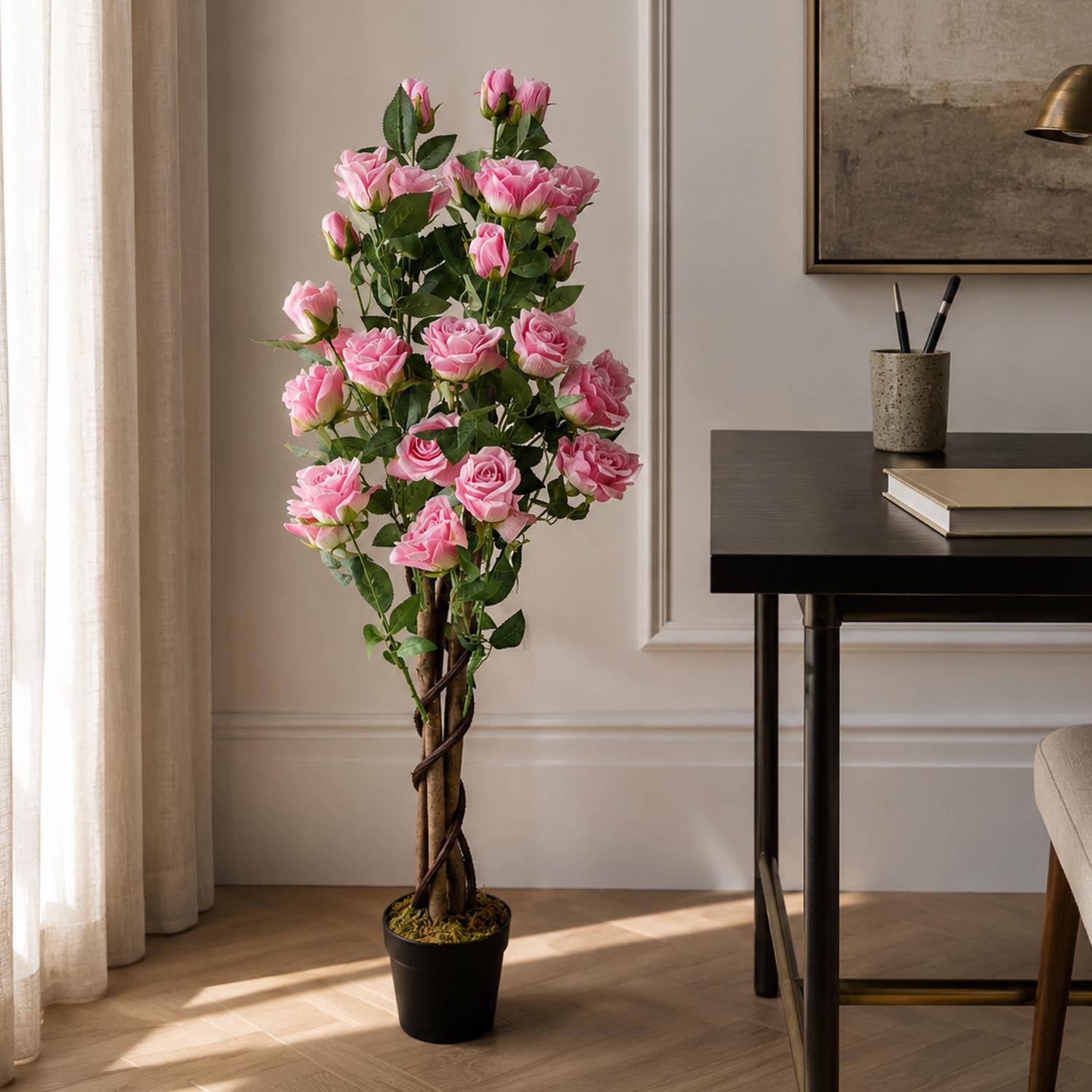 105cm Artificial Pink Rose Tree