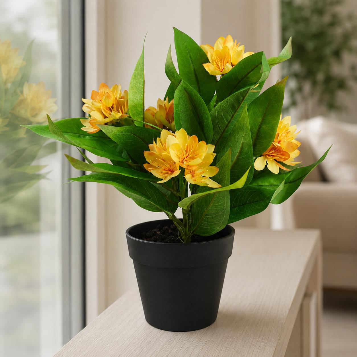 18cm Artificial Freesia Plant Yellow Flowering