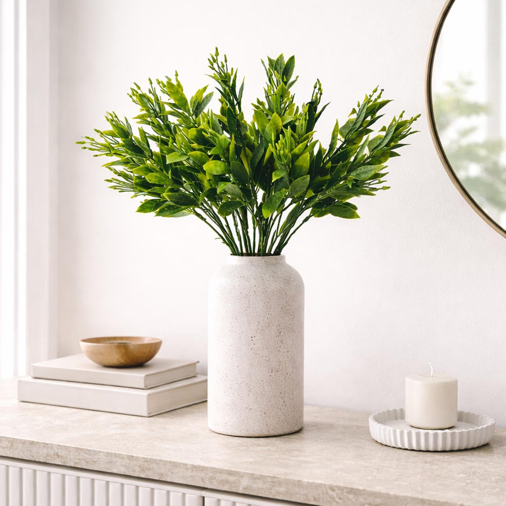 32cm Artificial Green Foliage Spray Stem Faux Leafy Greenery