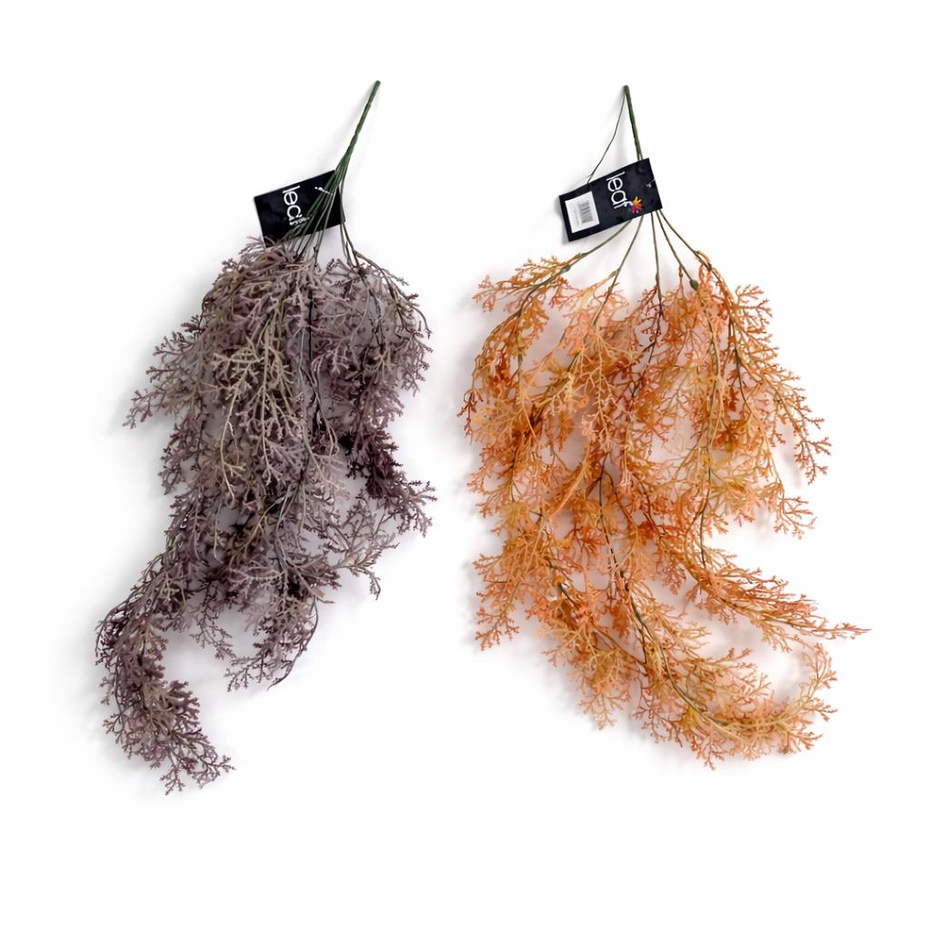 80cm Artificial Dusky Purple Coral Fern Trailing Plant Hanging Foliage