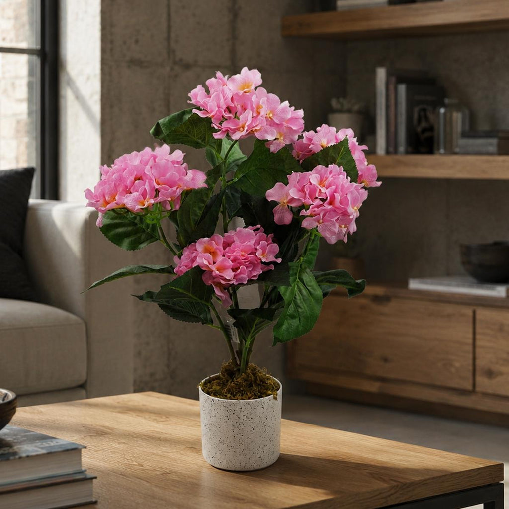 55cm Artificial Pink Hydrangea Plant