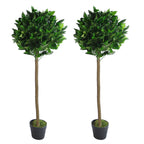 Pair of 120cm Plain Stem Artificial Topiary Bay Laurel Ball Trees