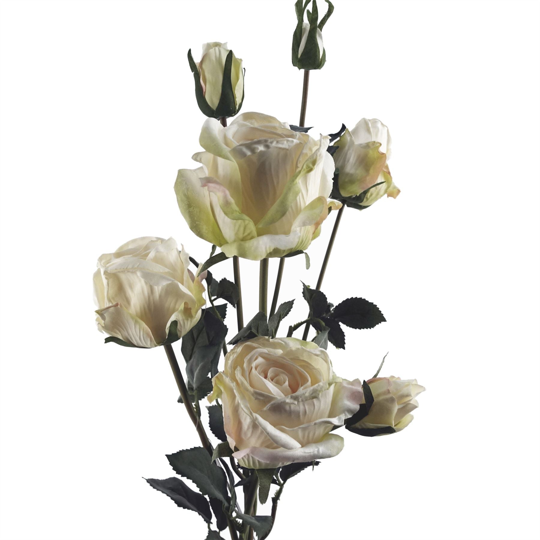 60cm Cream Rose Artificial Flowers Spray 4 Flowers 3 Buds