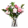65cm Artificial Mixed Peonies Glass Vase
