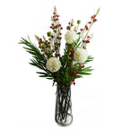 100cm Artificial Foliage with Small Flowers Red