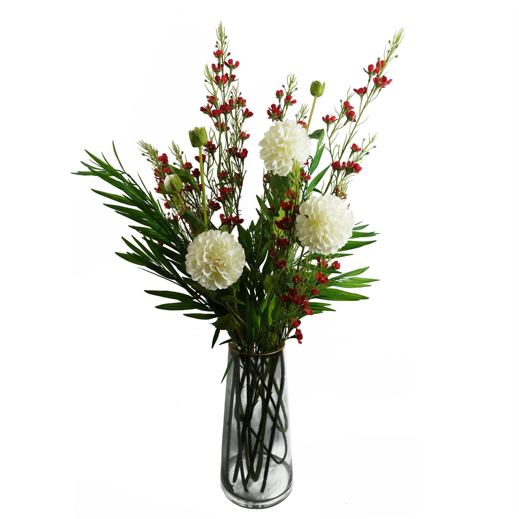 100cm Artificial Foliage with Small Flowers Red
