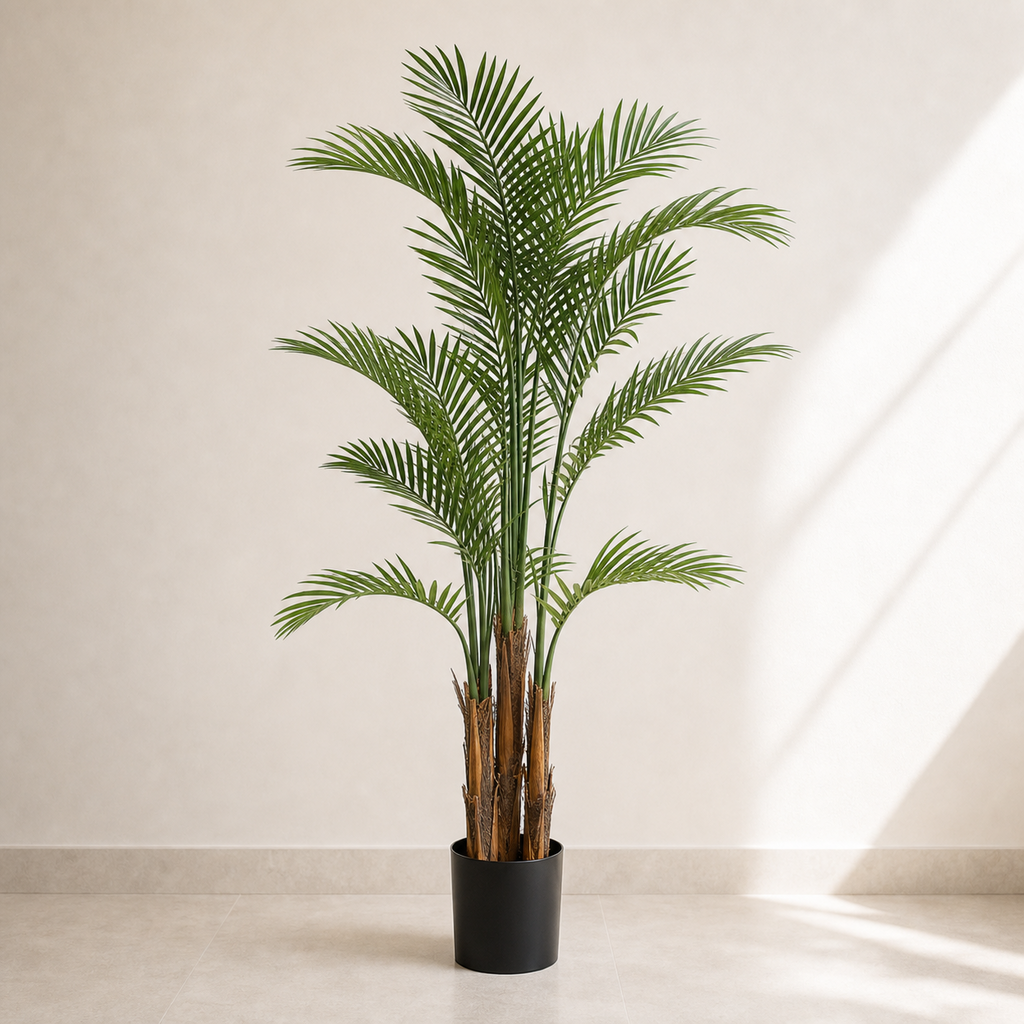125cm Artificial UV Resistant Raphis Palm Tree Natural Trunk