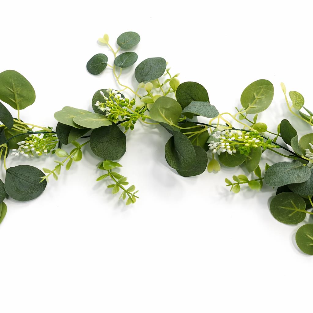 160cm Artificial Eucalyptus Garland with Mixed Foliage