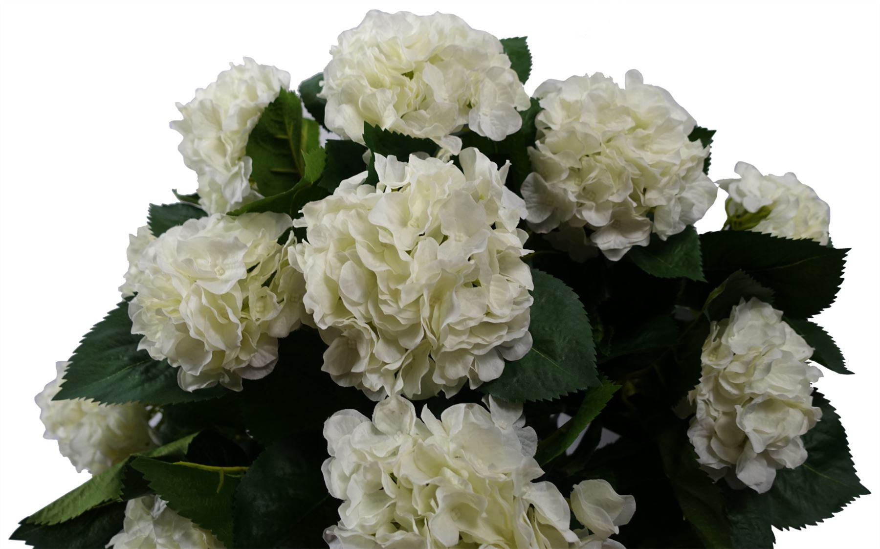 Artificial 70cm White Bush Hydrangea Plant Potted