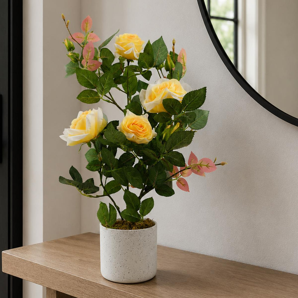 50cm Artificial Yellow Rose Plant