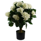 Artificial 70cm White Bush Hydrangea Plant Potted