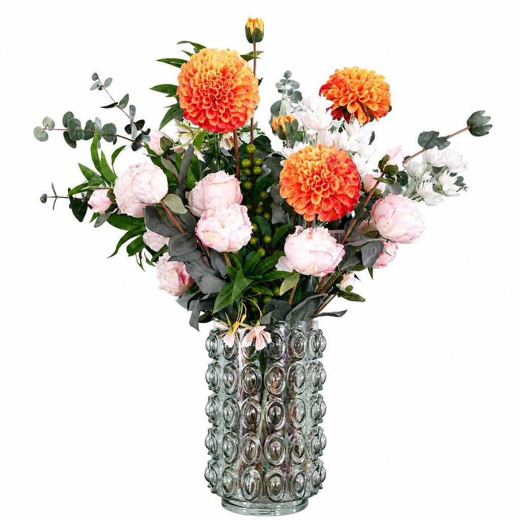 75cm Dahlia Peony Artificial Foliage Retro Vase