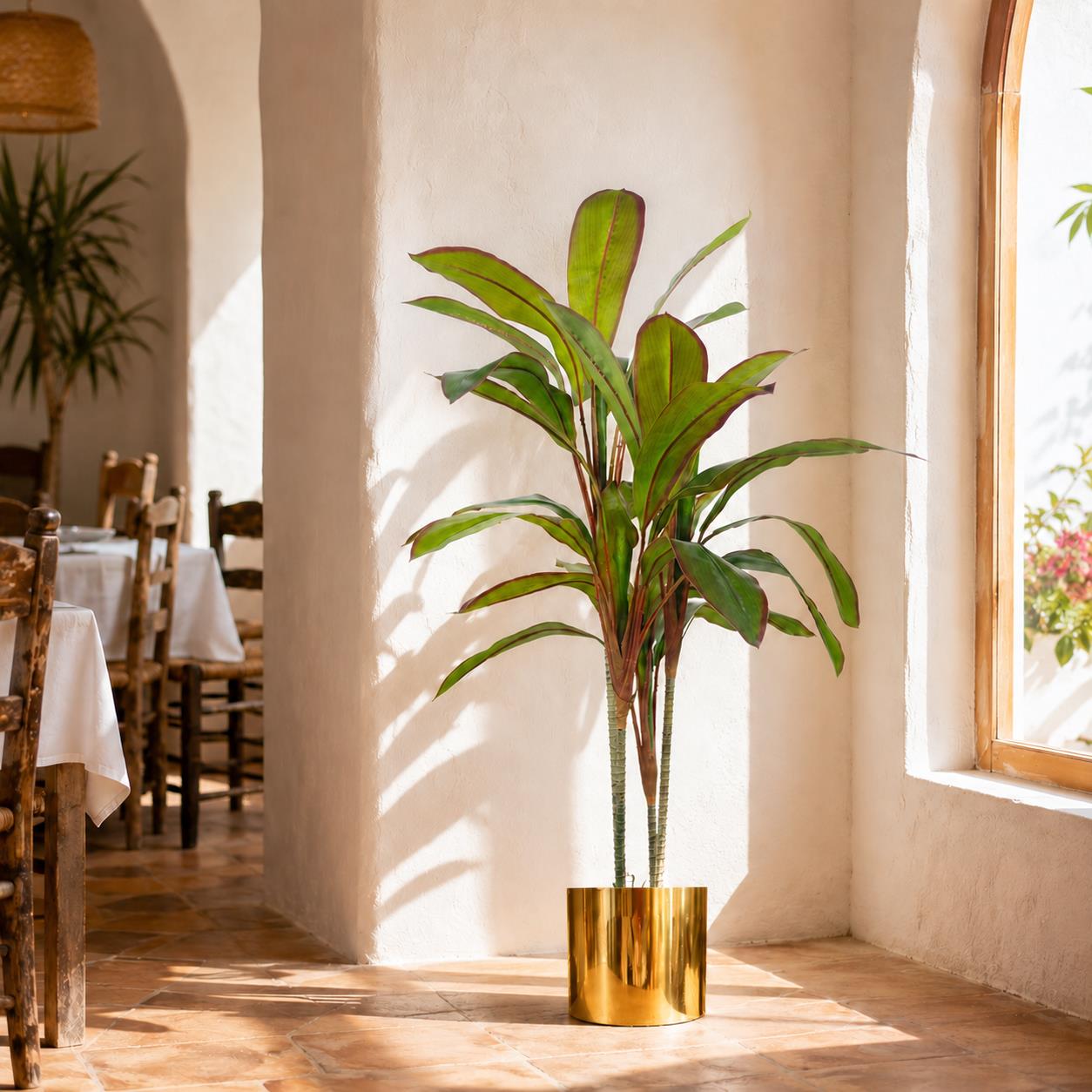 100cm Artificial Potted Dracaena Tropical Plant with Gold Planter