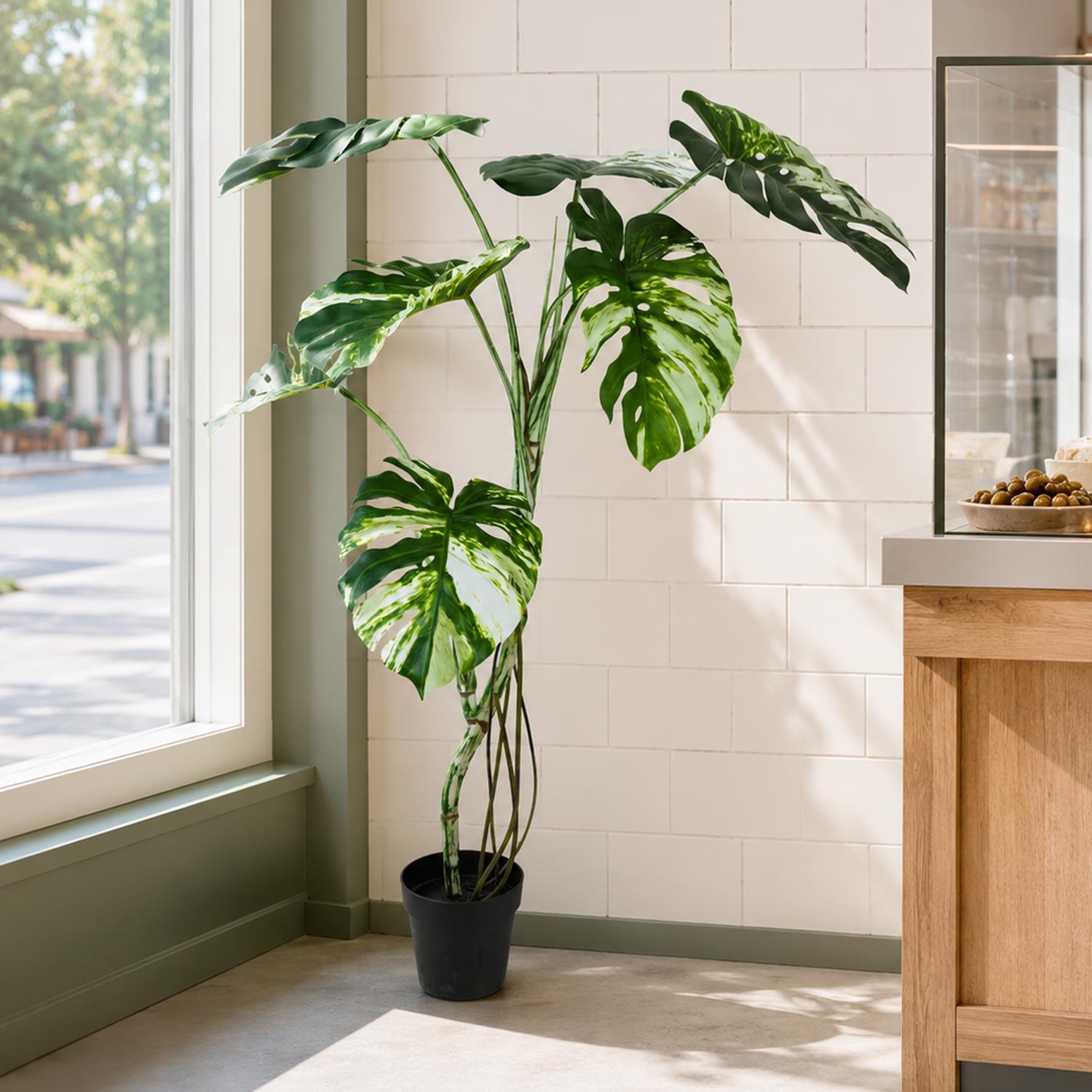 120cm Variegated Monstera Realistic Artificial Tree