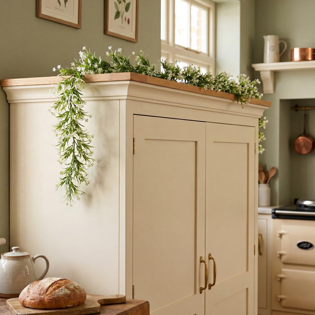 170cm Artificial White Flowering Greenery Garland Hanging Decoration