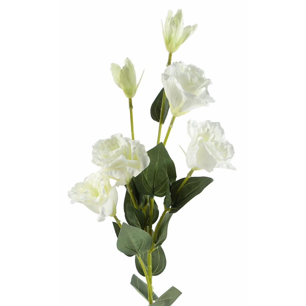 80cm Artificial White Wild Rose Stem 6 Flowers