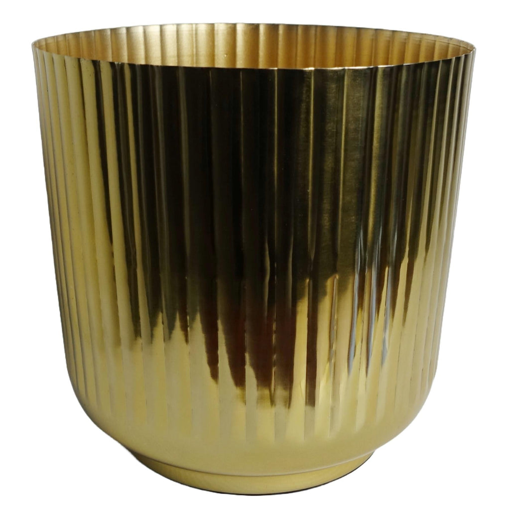20cm Gold Fluted Planter