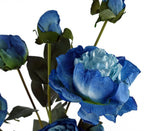 55cm Blue Peony Artificial Flowers Spray 4 Flowers 3 Buds