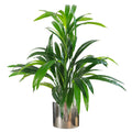 65cm Artificial Large Leaf Bamboo Shrub Plant with Silver Planter