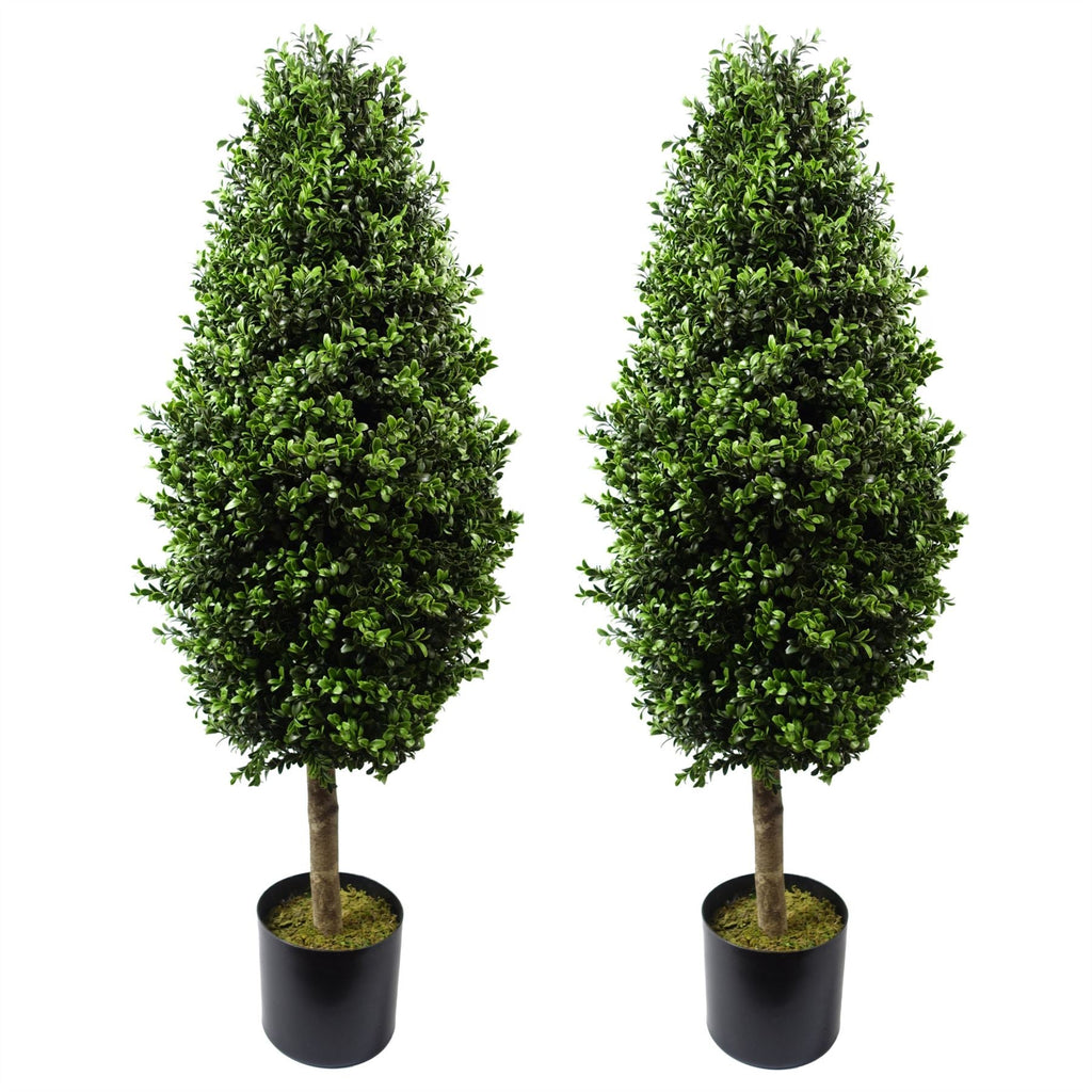 Artificial 120cm Pair of Buxus Ball Cone Tree UV Resistant Outdoor