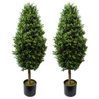 Artificial 120cm Pair of Buxus Ball Cone Tree UV Resistant Outdoor