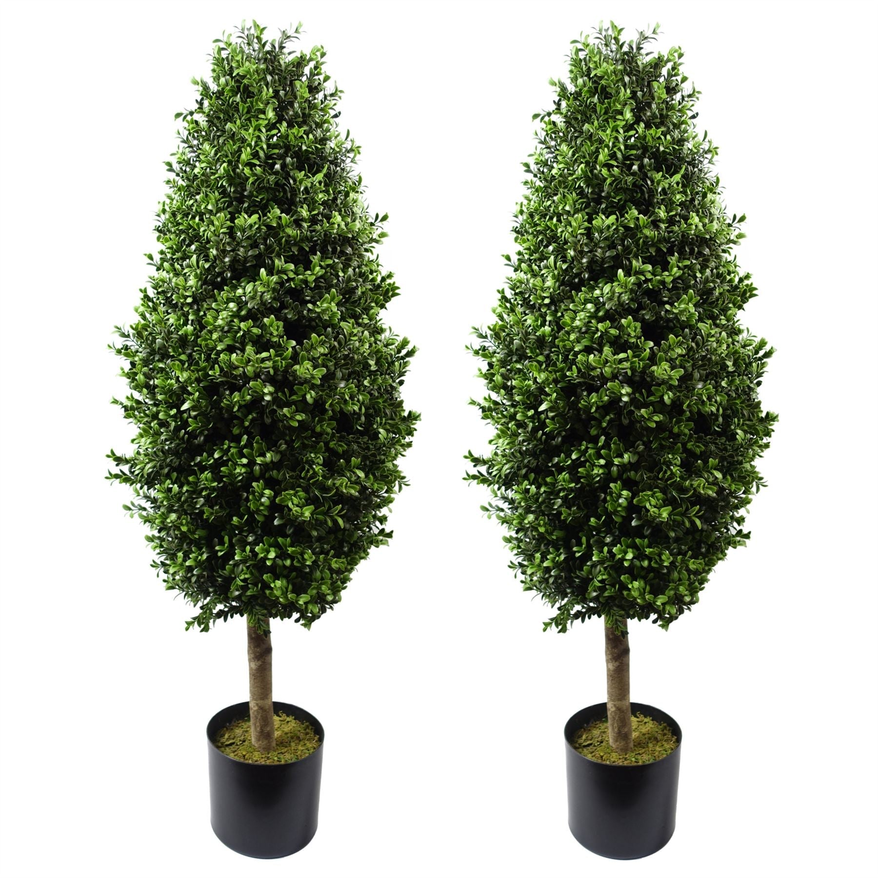 Artificial 120cm Pair of Buxus Ball Cone Tree UV Resistant Outdoor