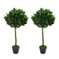 Pair of 90cm Plain Stem Artificial Topiary Bay Laurel Ball Trees