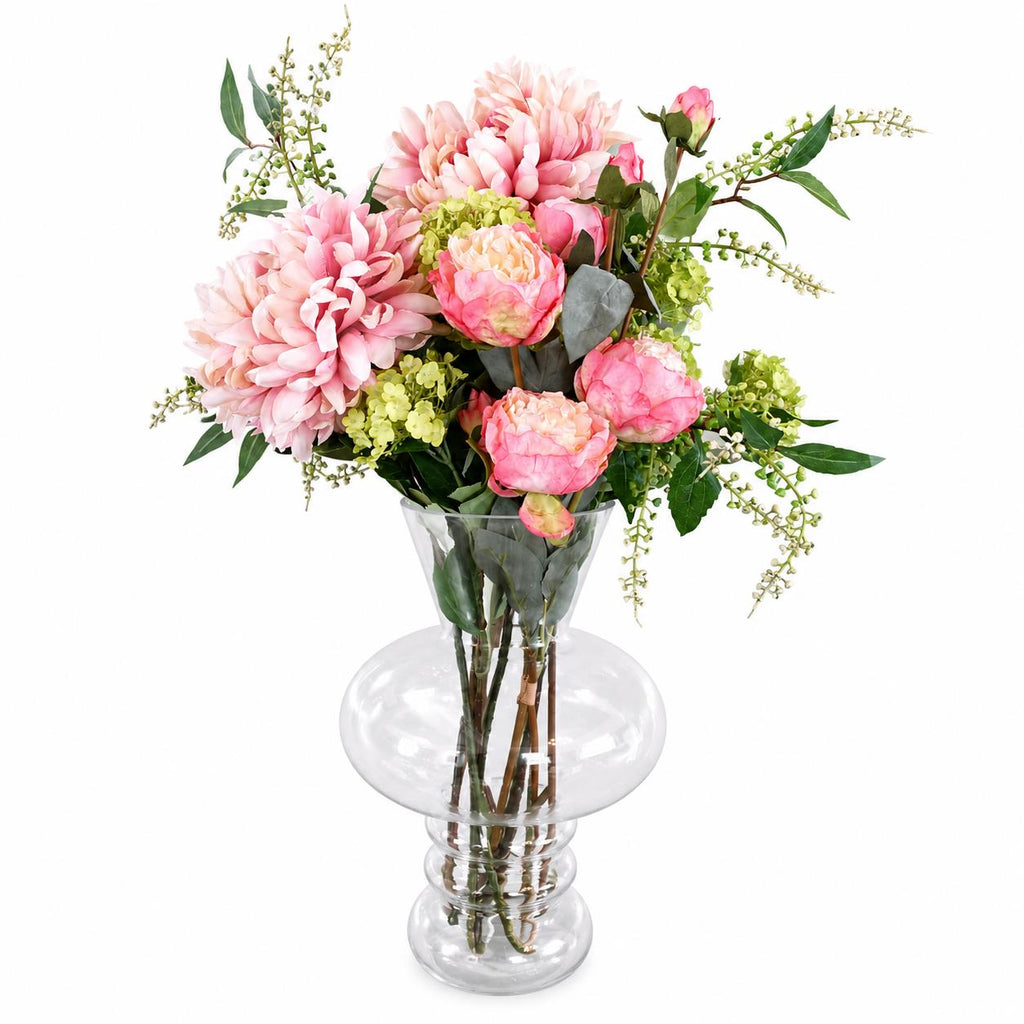 60cm Artificial Chrysanthemum Mix Glass Bubble Vase