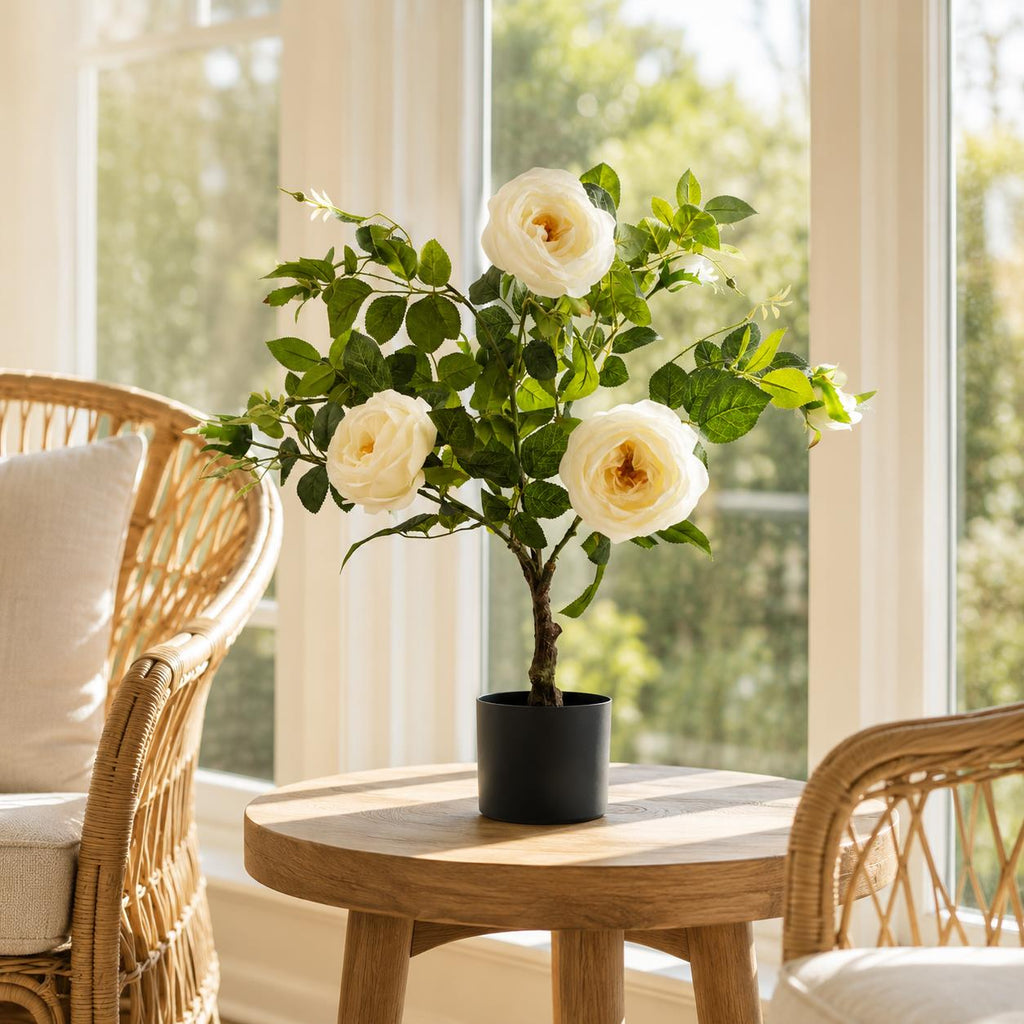 70cm White Camellia Rose Plant Artificial