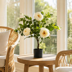 70cm White Camellia Rose Plant Artificial