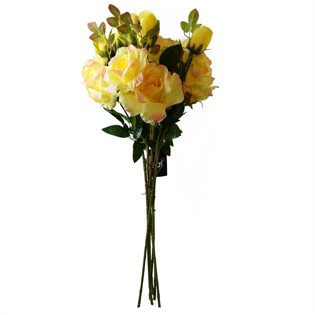 80cm Artificial Yellow Rose Stem 3 flowers