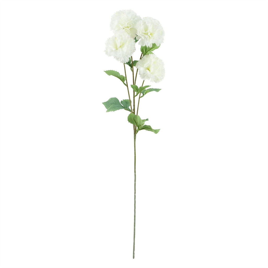 70cm White Artificial Carnation Stem 4 Flowers