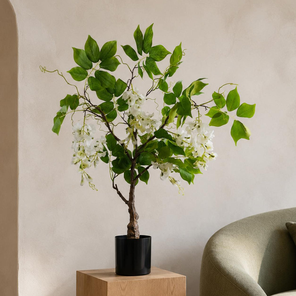 90cm Artificial White Wisteria Bush
