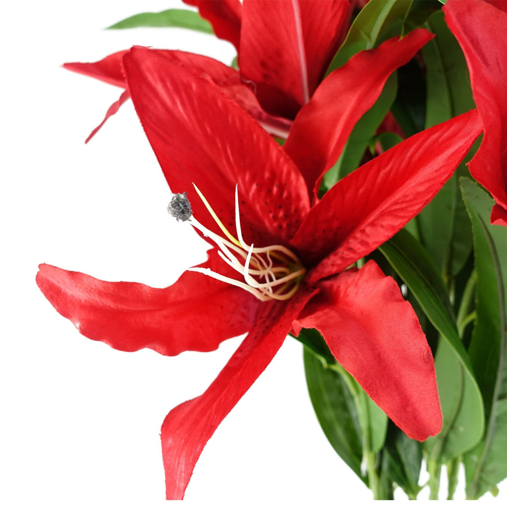 100cm Artificial Large Red Lily Stem 3 Flowers