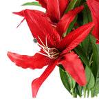 100cm Artificial Large Red Lily Stem 3 Flowers