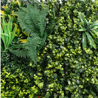 100cm Artificial Mixed Green Foliage Wall Panel Ferns Yellow Grass