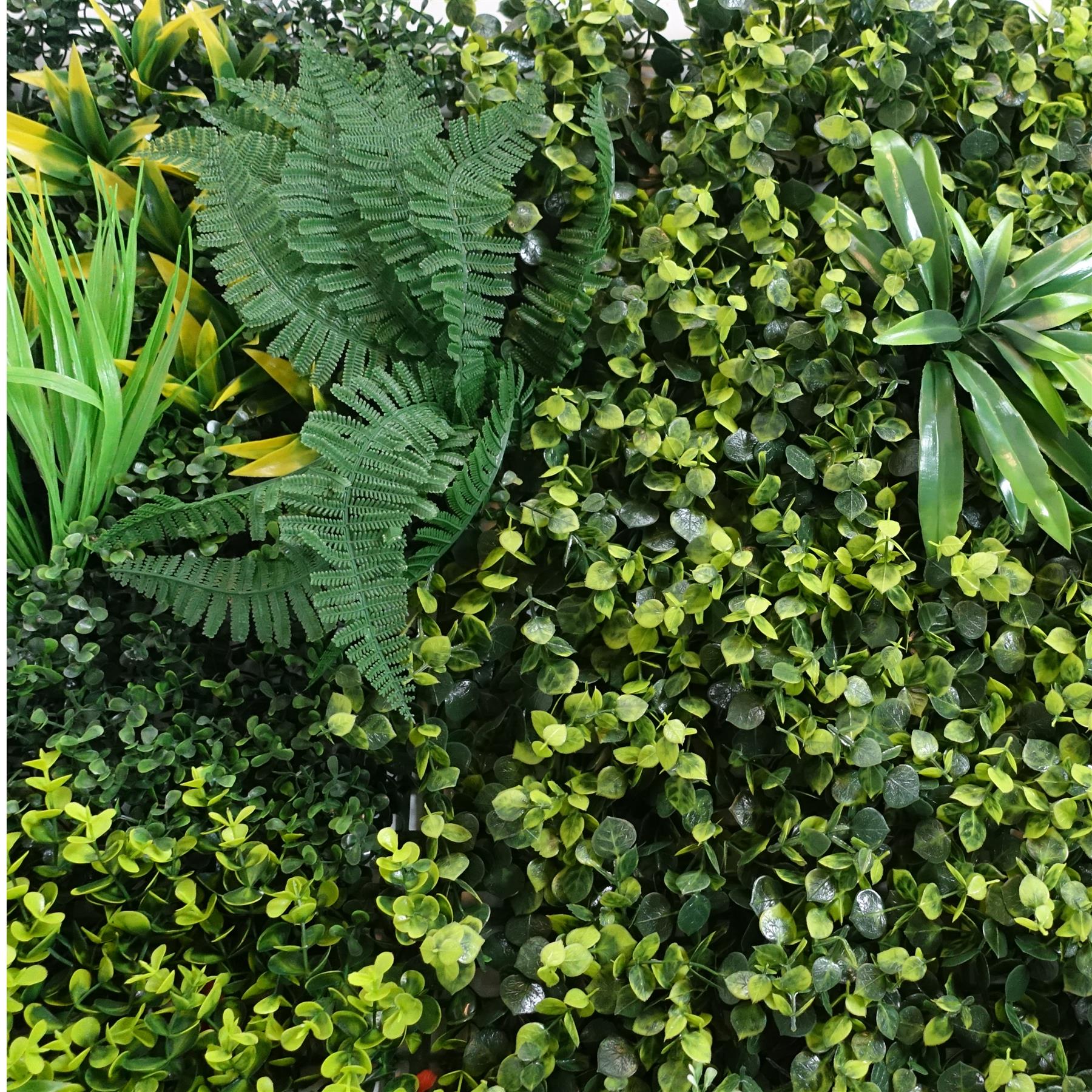 100cm Artificial Mixed Green Foliage Wall Panel Ferns Yellow Grass