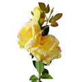 80cm Artificial Yellow Rose Stem 3 flowers