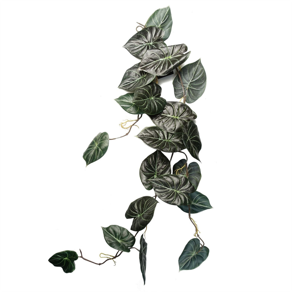 120cm Artificial Hanging Trailing Plant Alocasia Dragon Scale Dark