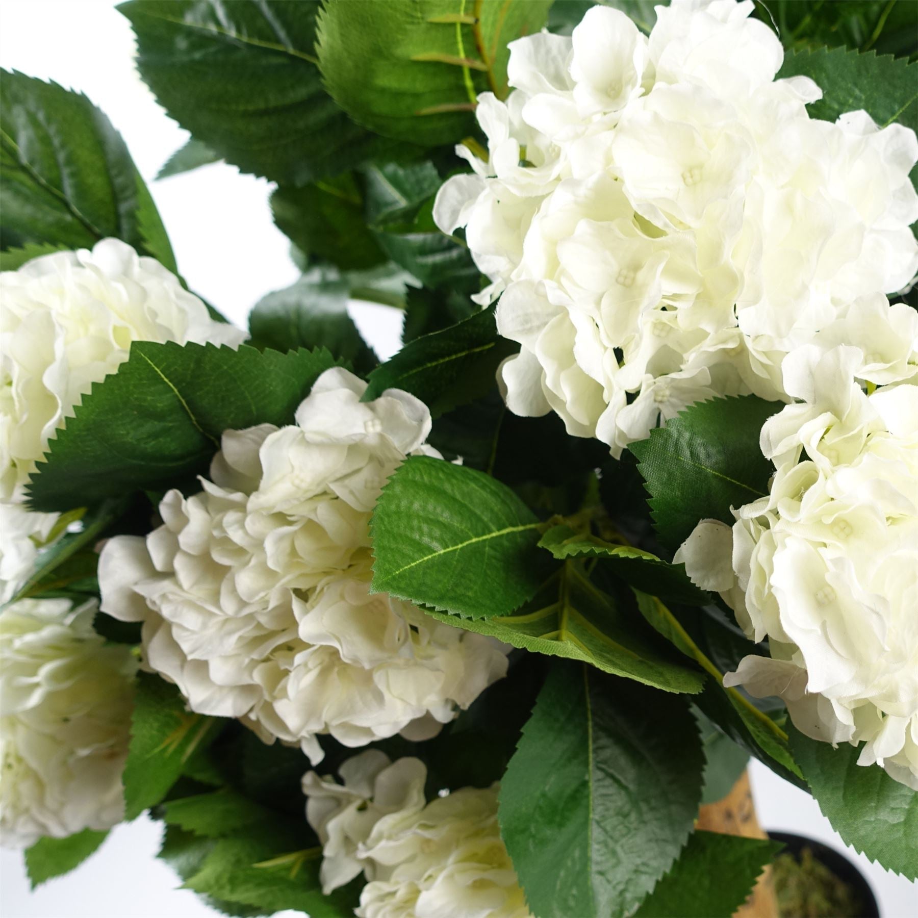 Artificial 75cm White Bush Hydrangea Plant Potted