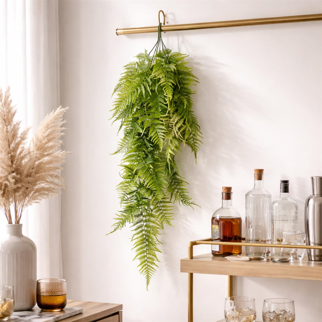 80cm Artificial Trailing Fern Plant Hanging Faux Greenery