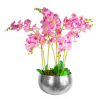 Leaf Metal Bowl Planter 32 x 20cm Hammered Silver Colour Straight Edge