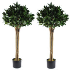 120cm Artificial Pair of Bay Tree Laurel UV Resistant Outdoor Topiary