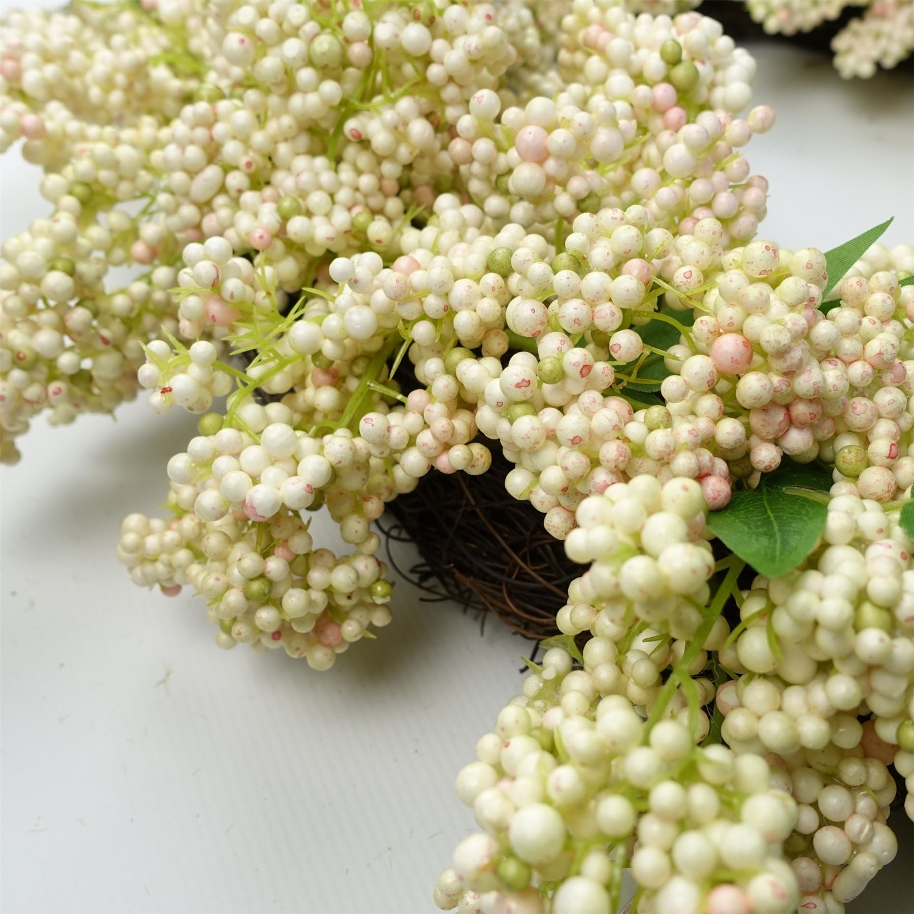 55cm Artificial Hanging White Berry Wreath